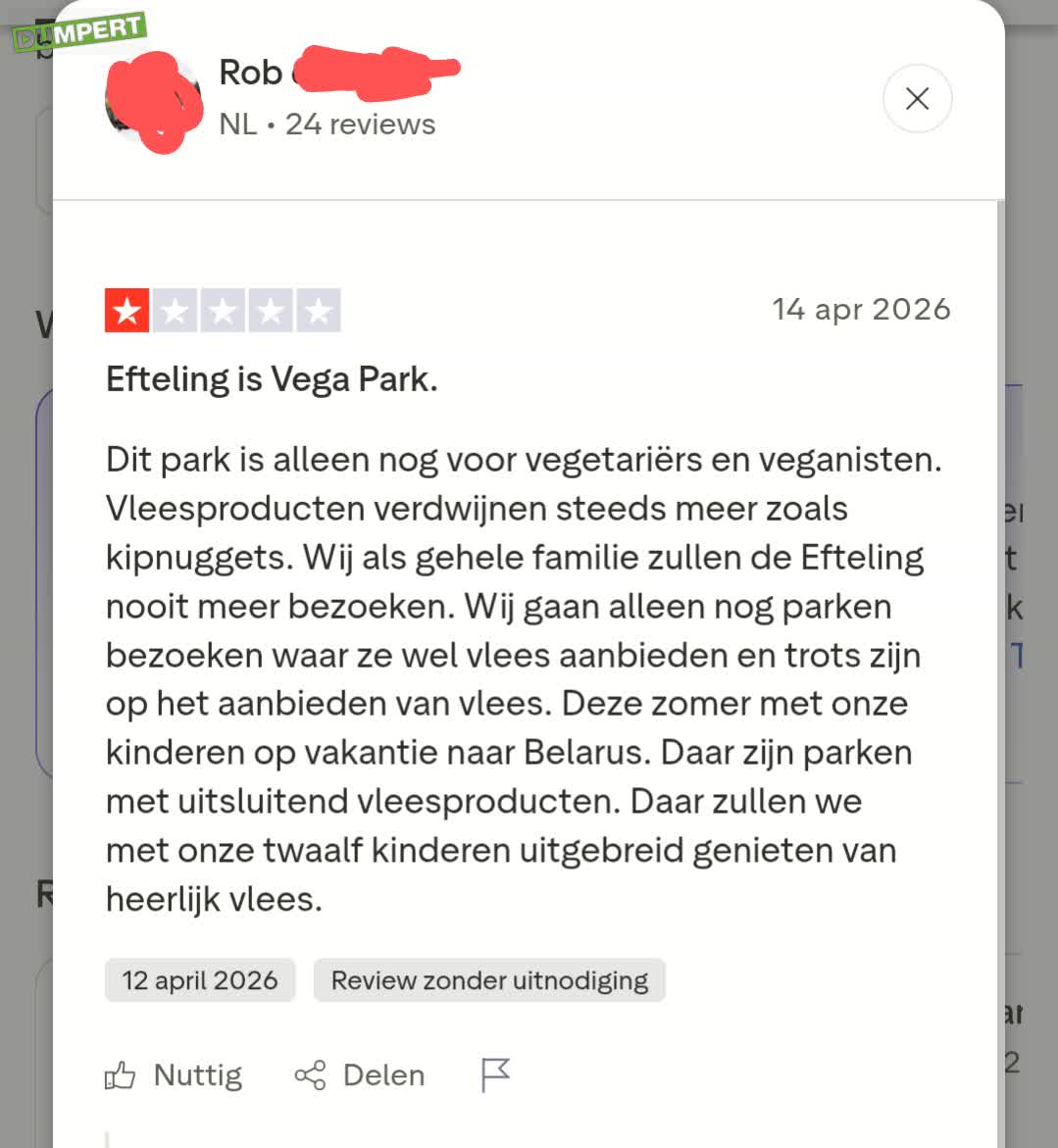 Rob houdt van vlees