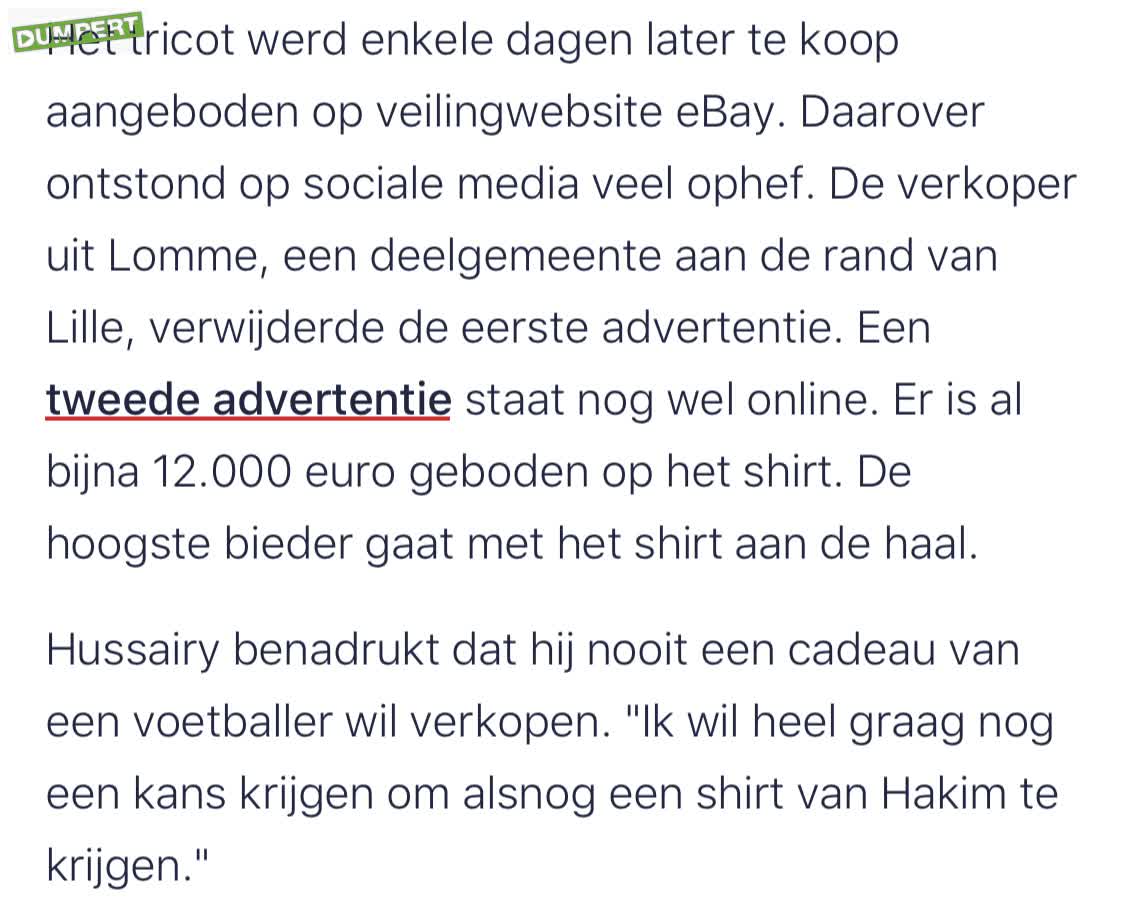 Hussairy heeft Ajax-shirt niet gehad