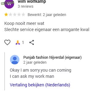 Eigenaar kledingwinkel blijkt viespeuk