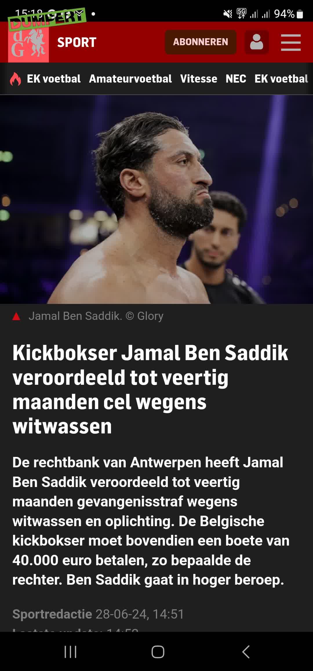 Ben Sadik gestopt met kickboksen
