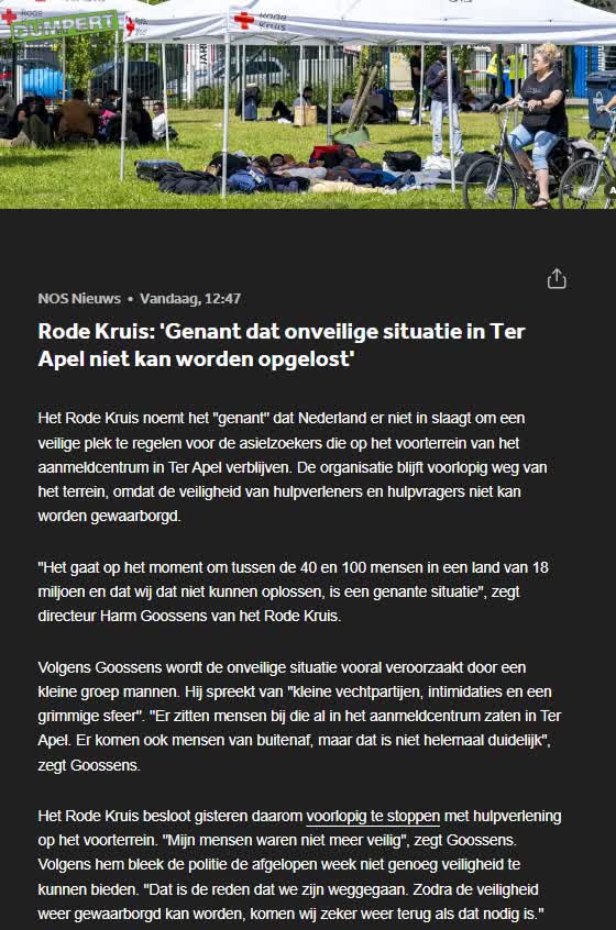 Genant. Rode Kruis is er voorlopig klaar mee bij Ter Apel