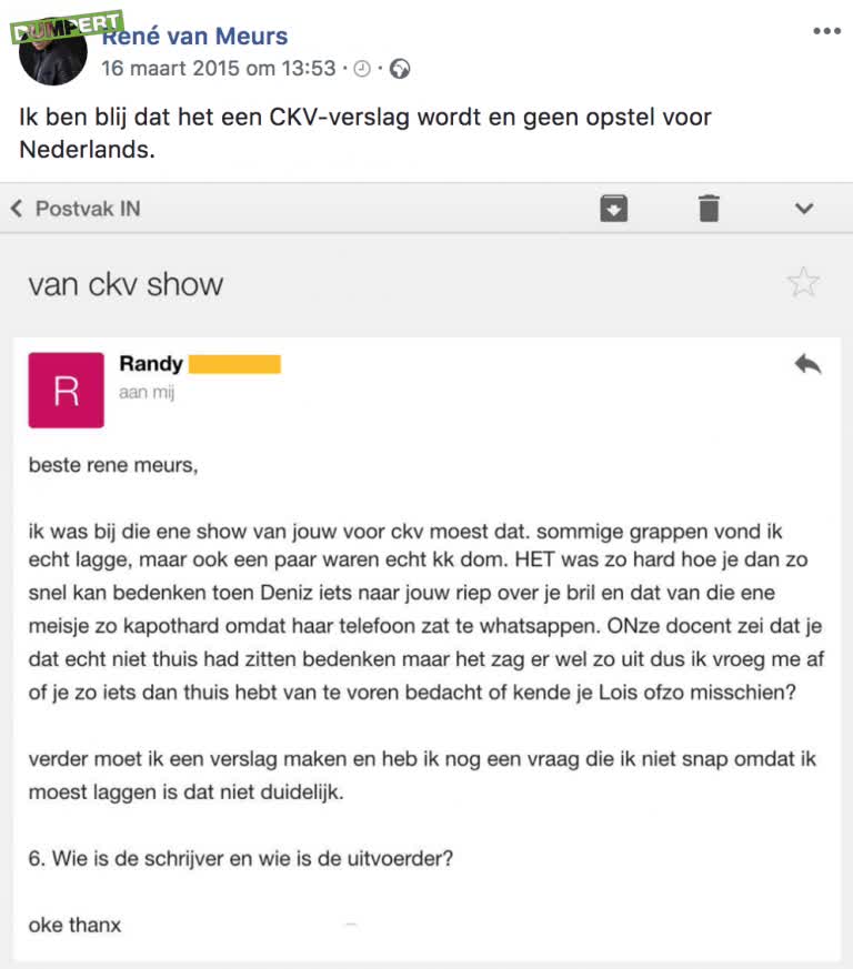 Rene Meurs met fanmail