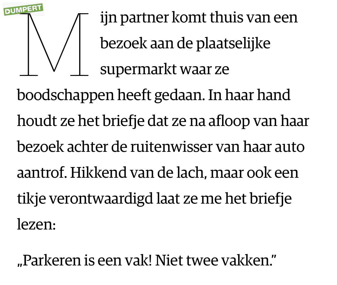 Parkeren is een …