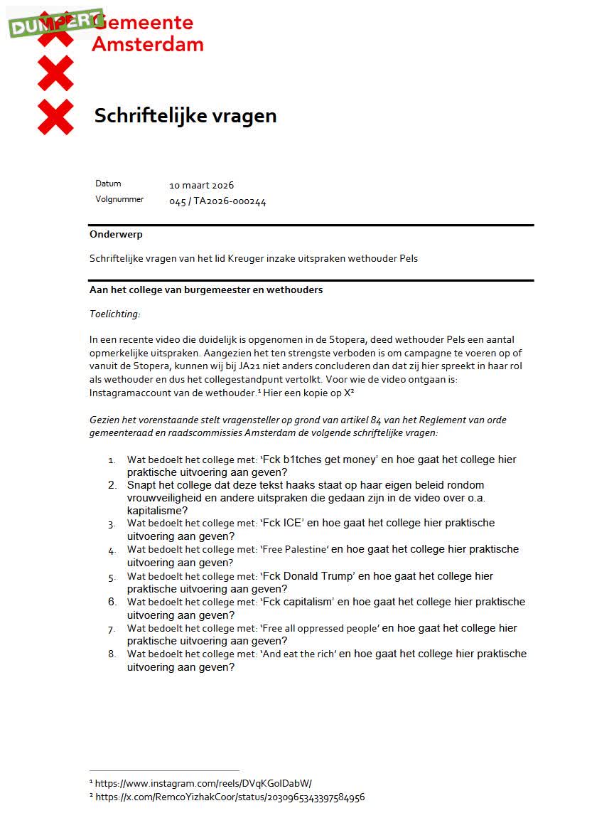 Schriftelijke vragen!