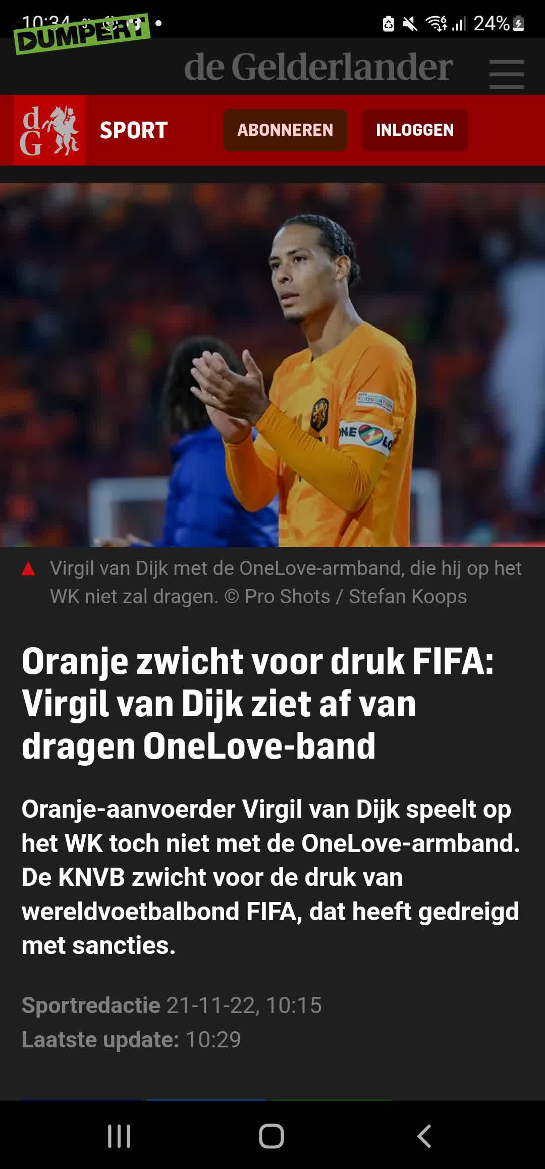 Oranje bukt even voor de FIFA