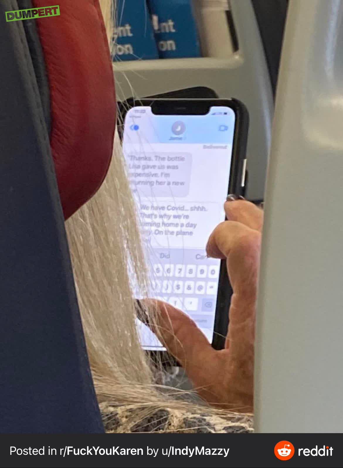 Vrouw appt in vliegtuig