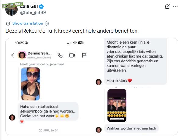Lale Gül deelt persoonlijke appjes van Dennis Schouten