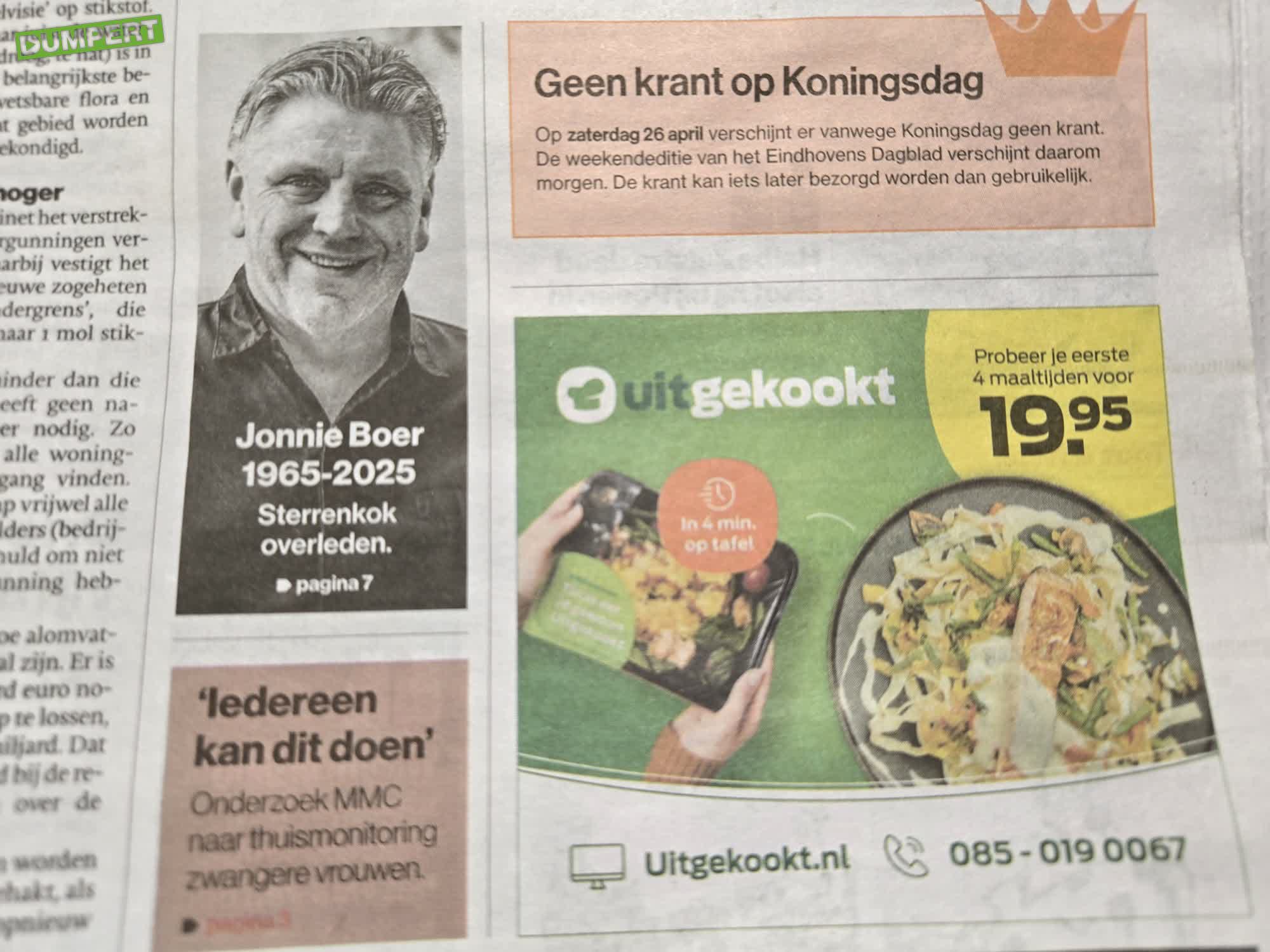 Jonnie Boer uitgekookt 