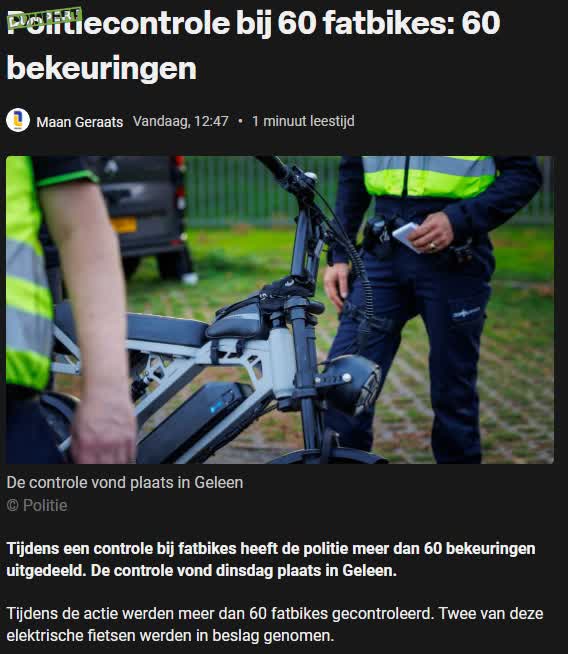 Iedere fatbike een bekeuring.