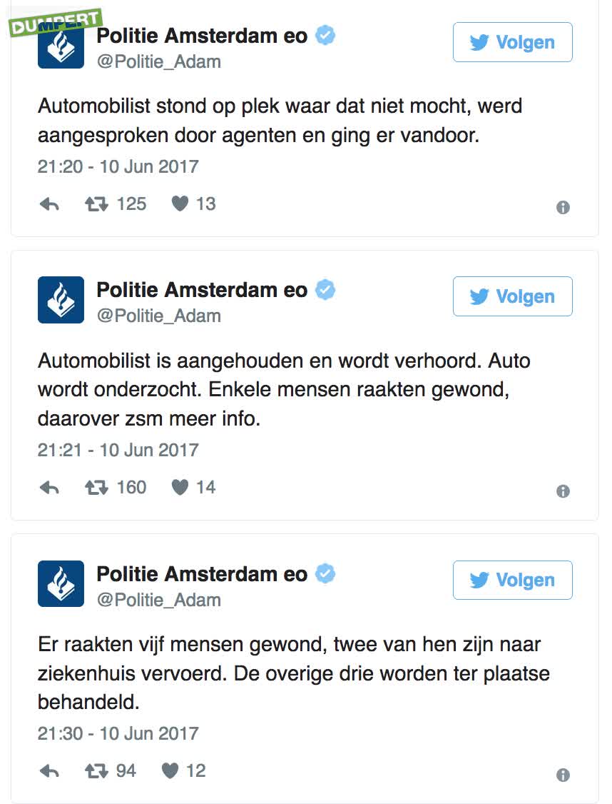 Auto ramt muur en mensen bij Amsterdam CS