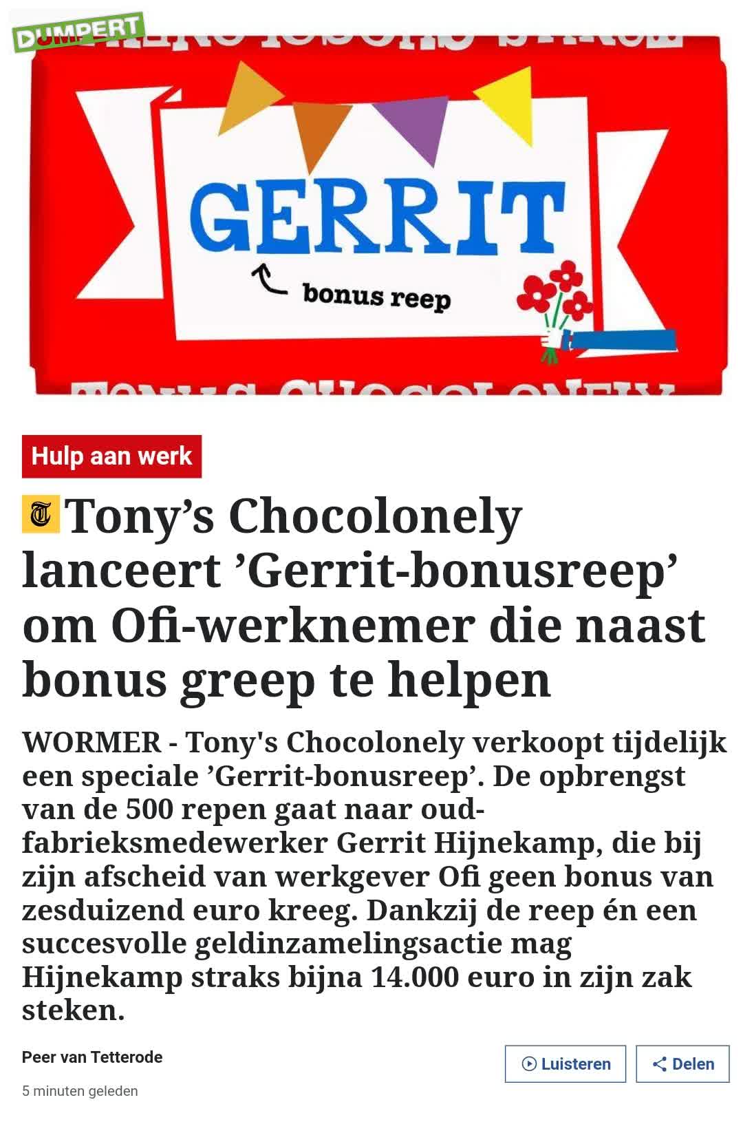Ludieke actie voor Gerrit