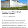 Nieuwe adres Willem Engel openbaar