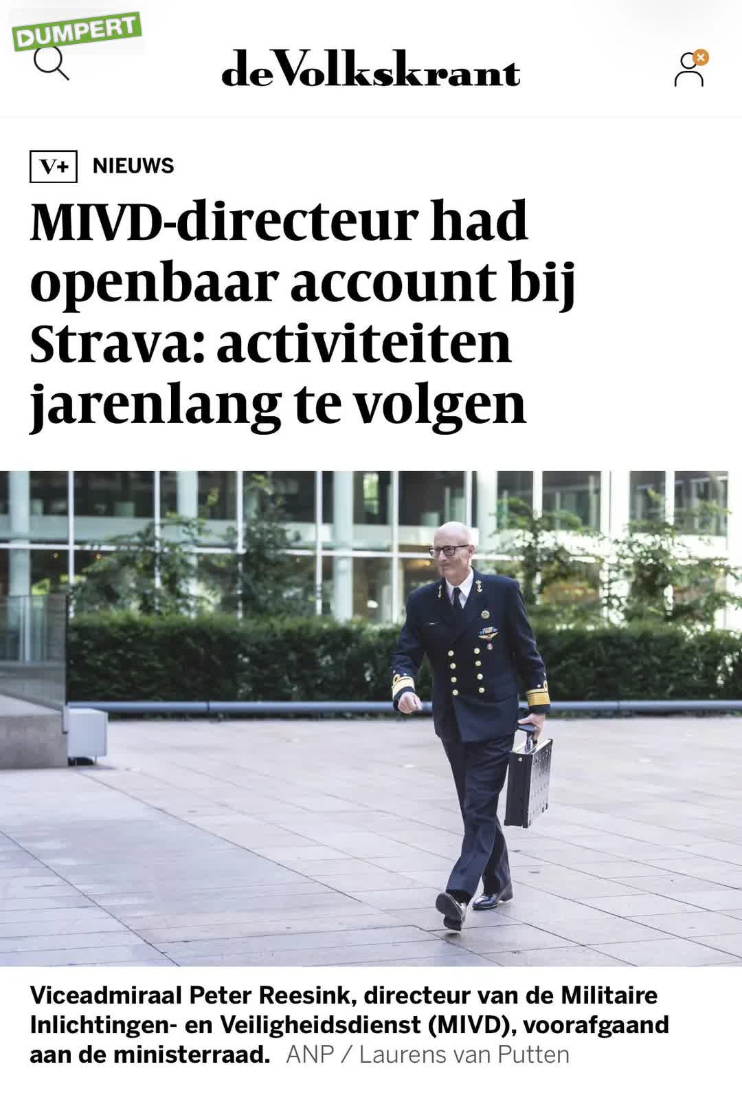   MIVD-directeur had openbaar account bij Strava