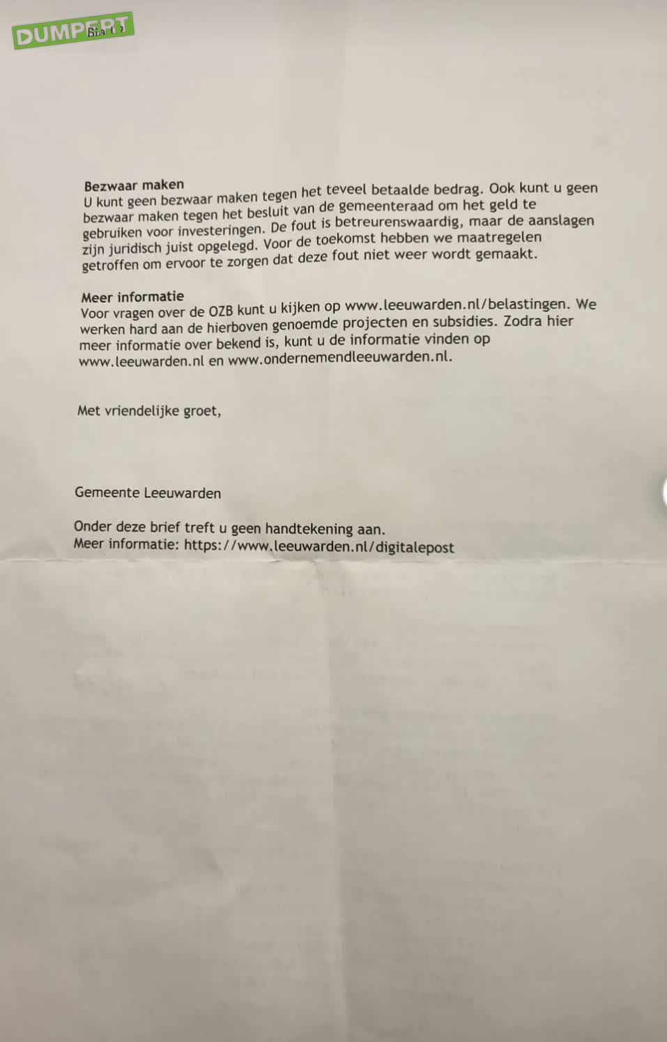 DEEL 2 Achterkant brief gemeente Leeuwarden OZB