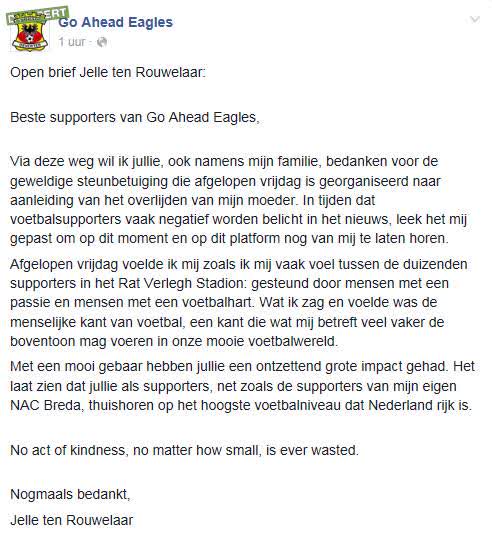 Open brief Jelle ten Rouwelaar