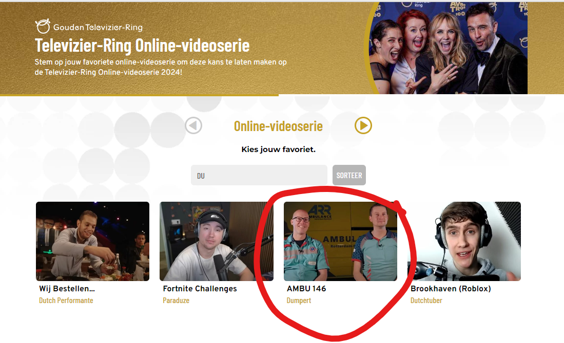 DUMPERT - AMBU146 genomineerd voor Televizier-Ring Online-videoserie!
