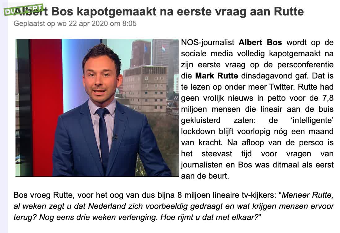 Albert Bos gesloopt om domme flopvraag