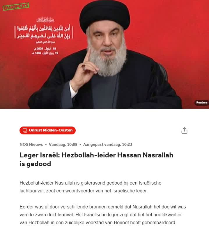 Hezbollah leider stuk gebombardeerd