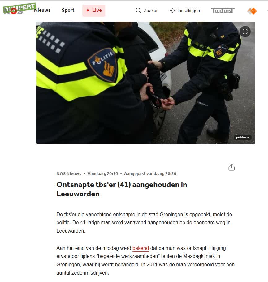 TBS'er is gesnapt!