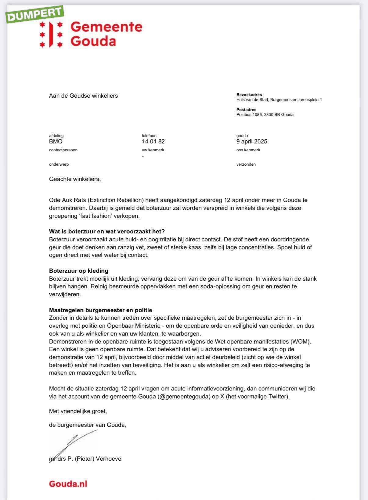 Red uzelf tegen XR in Gouda