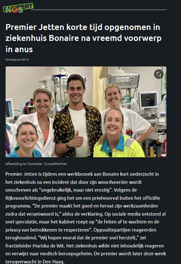 Rob Jetten in ziekenhuis 