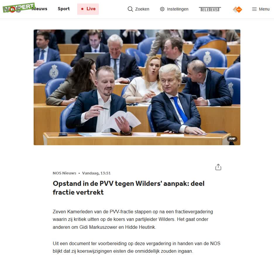 Crisis bij PVV 