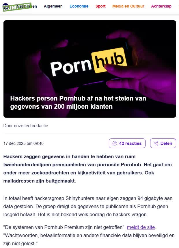 Pornhub-reaguurders zijn de lul