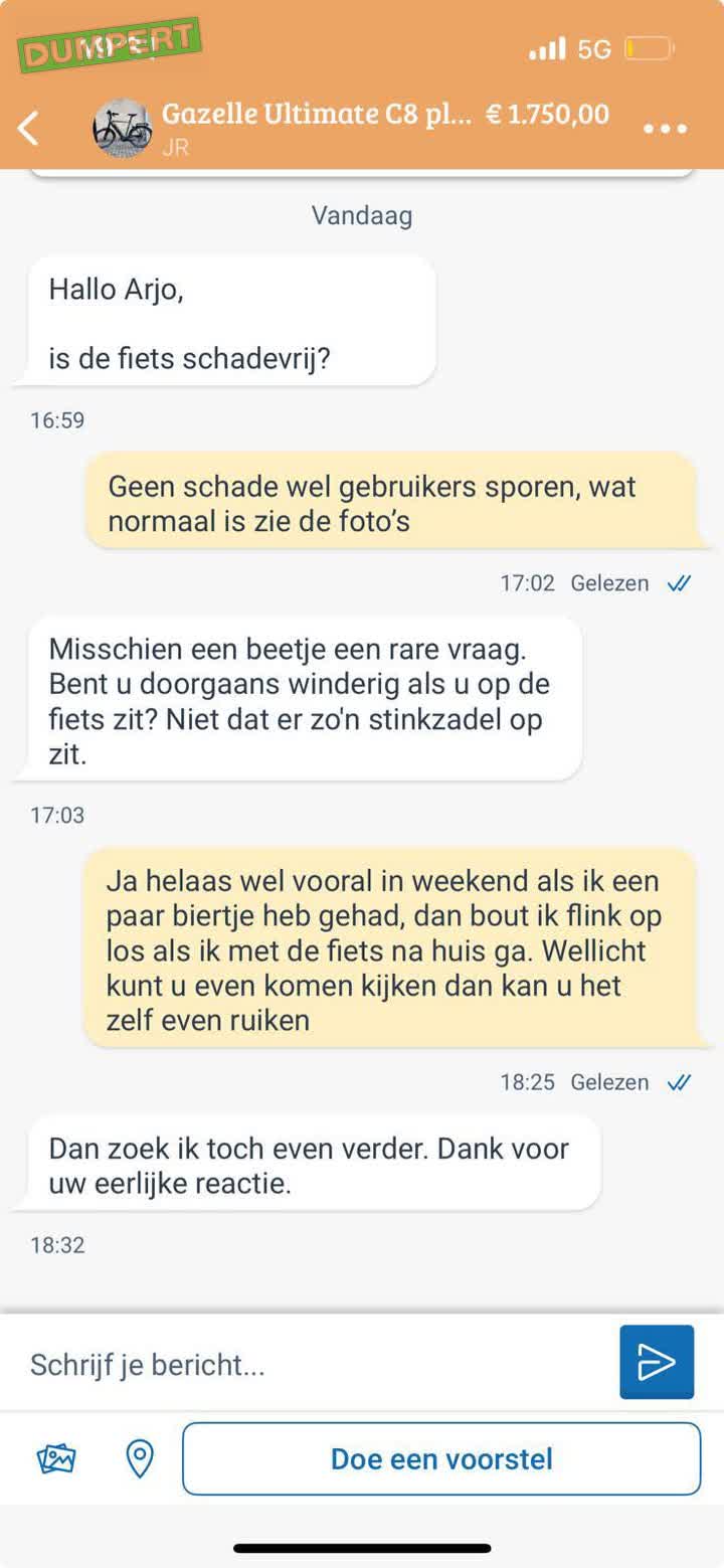 Eerlijke reactie op Marktplaats