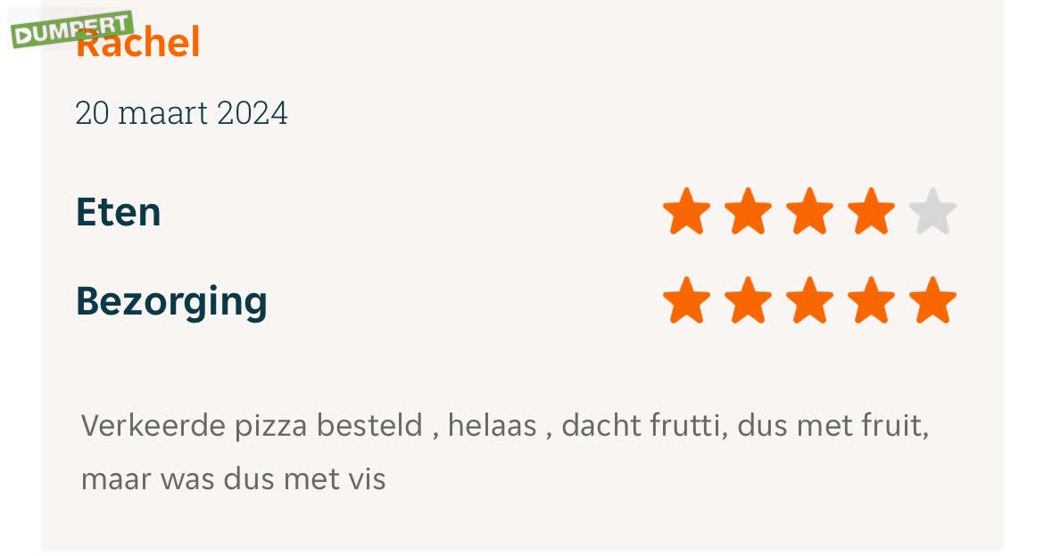 Teleurstellende pizza