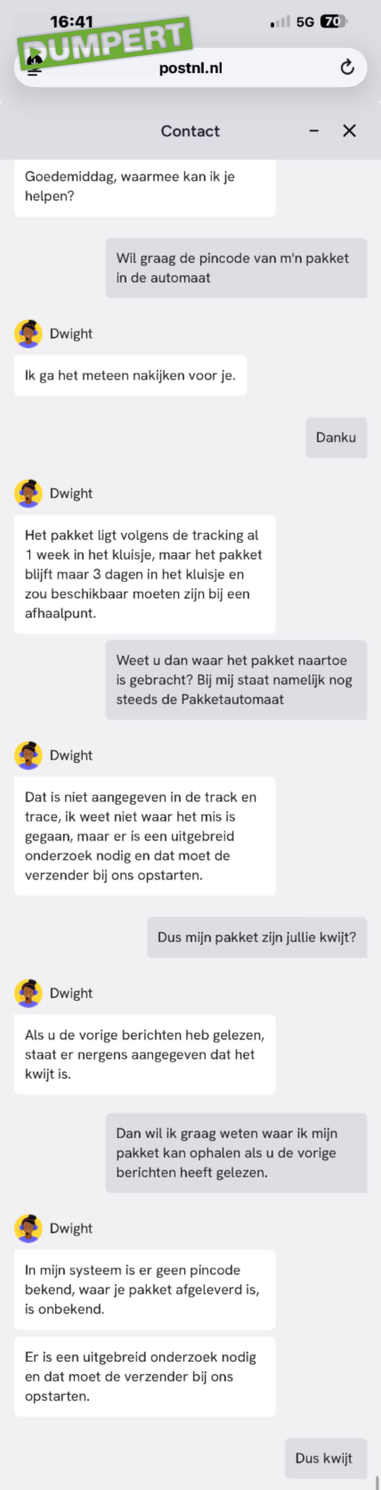 PostNL is pakket kwijt