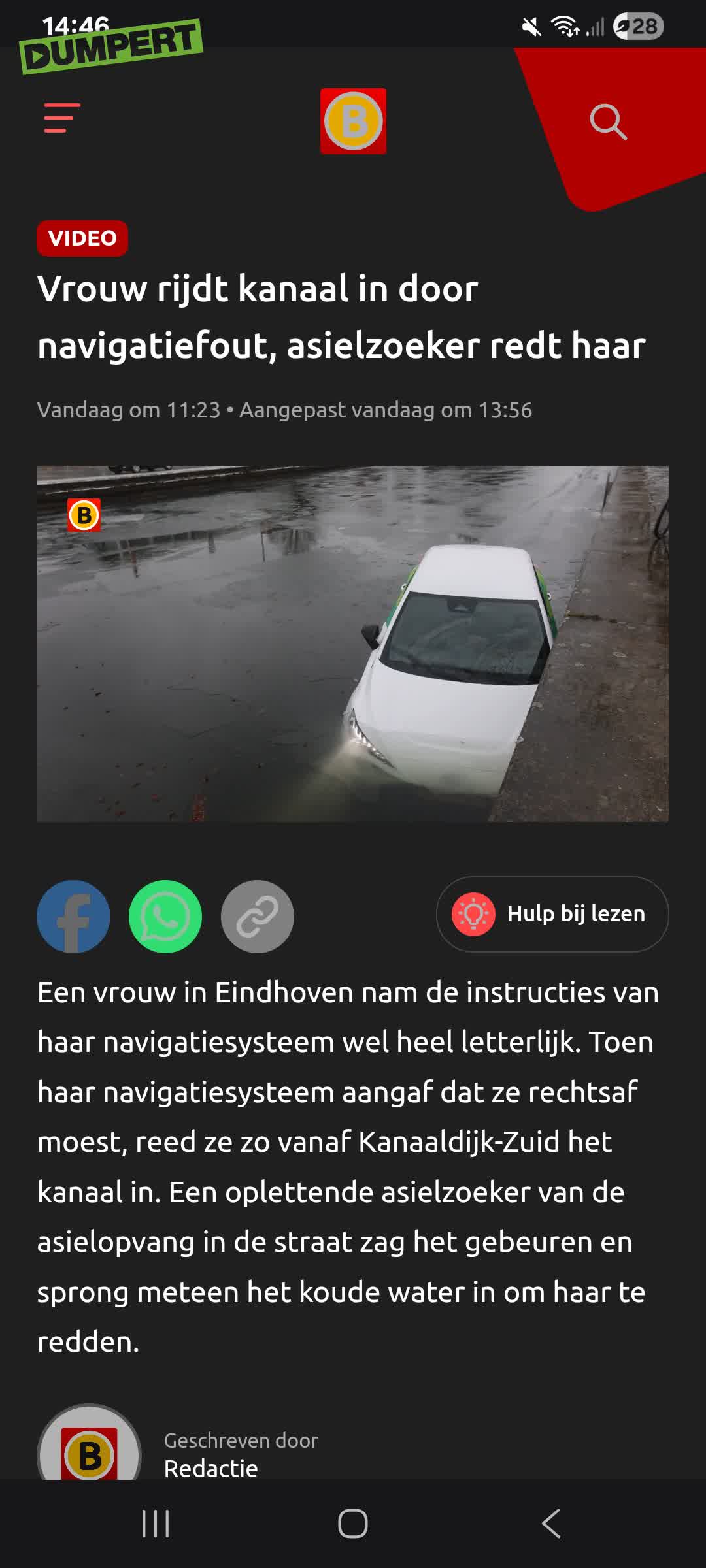 Vrouw rijdt kanaal in