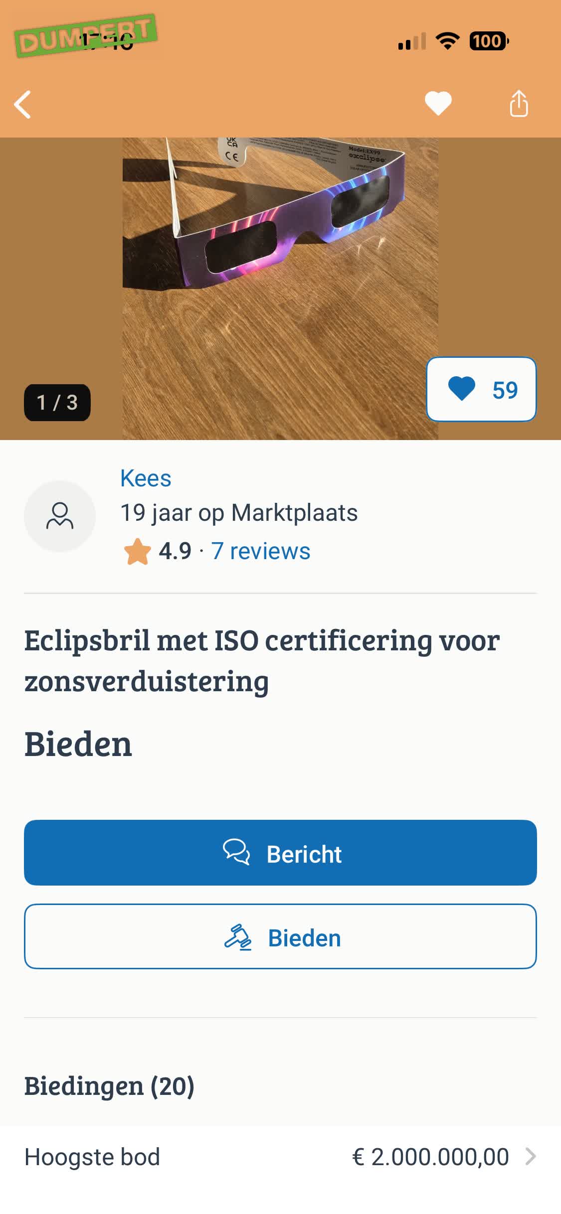 Eclips bril bieden op Marktplaats