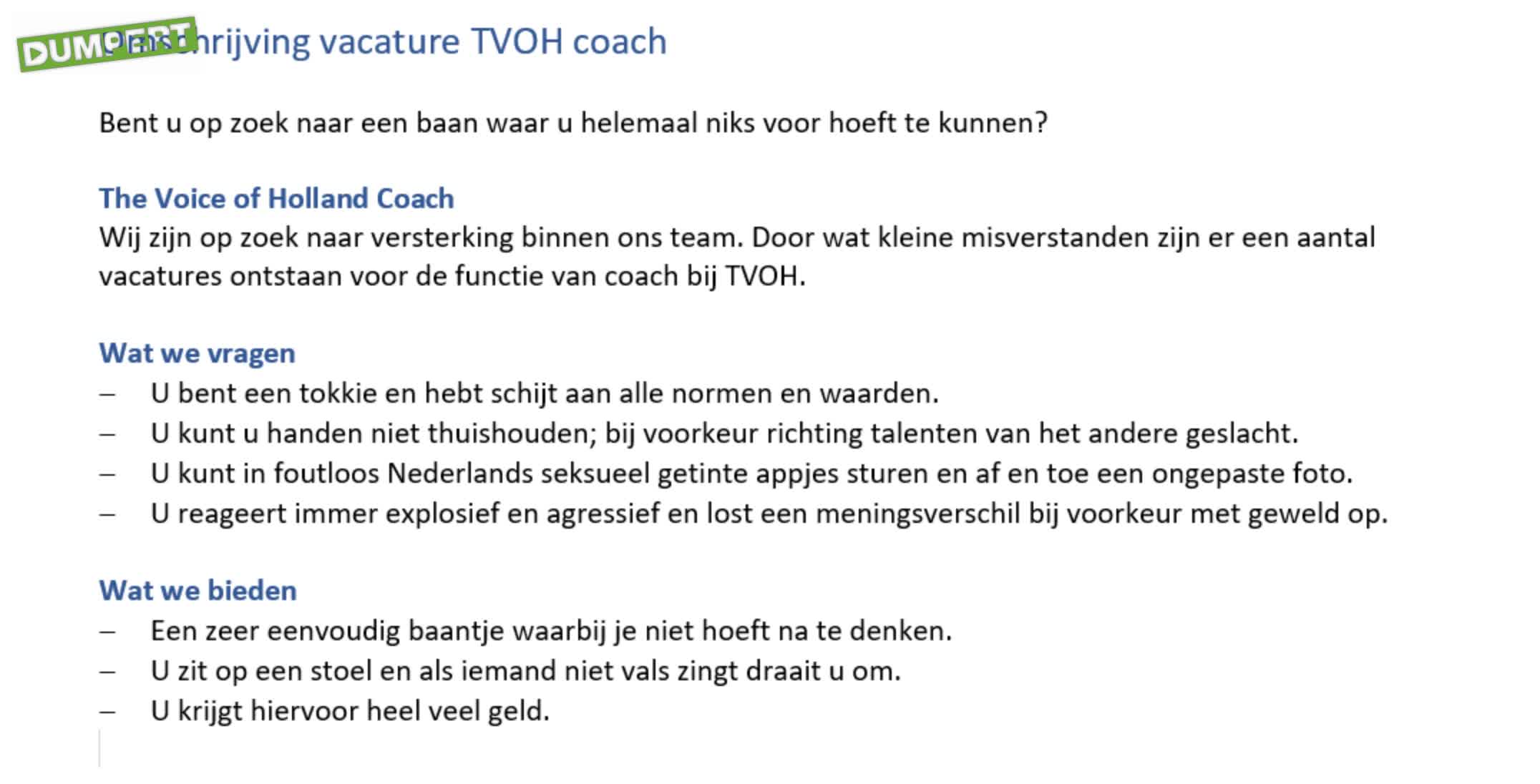 Vacature TVOH coach 