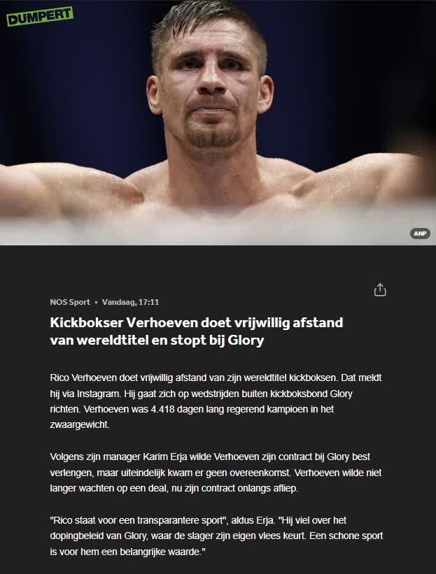 King of Kickboxing gooit handdoek in de ring