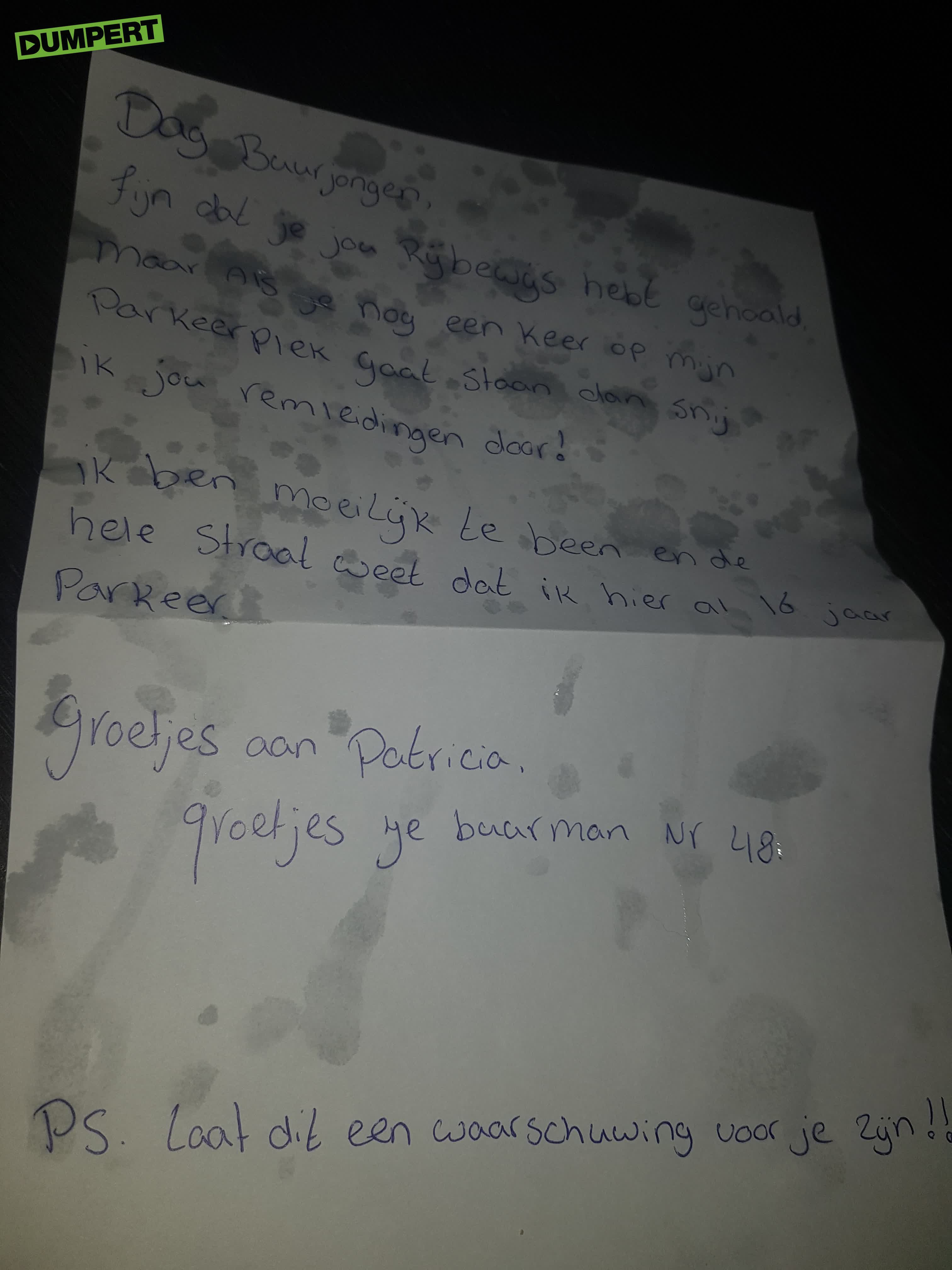 Boze buurman met verkeerde been uit bed.