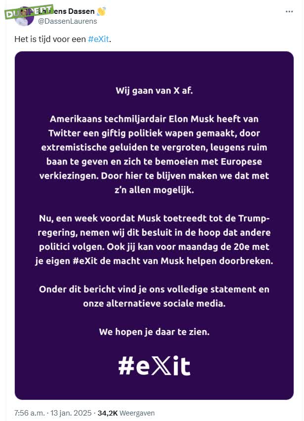 Volt met veel bombarie van Xitter weg