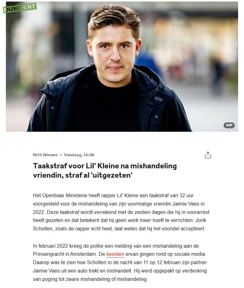 Lul Kleine krijgt 0 uur taakstraf voor mishandeling