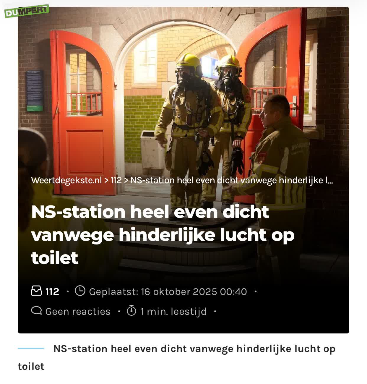 NS station toilet dicht vanwege hinderlijke geur