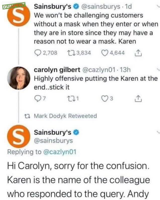 Karenlyn vindt tweet offensive