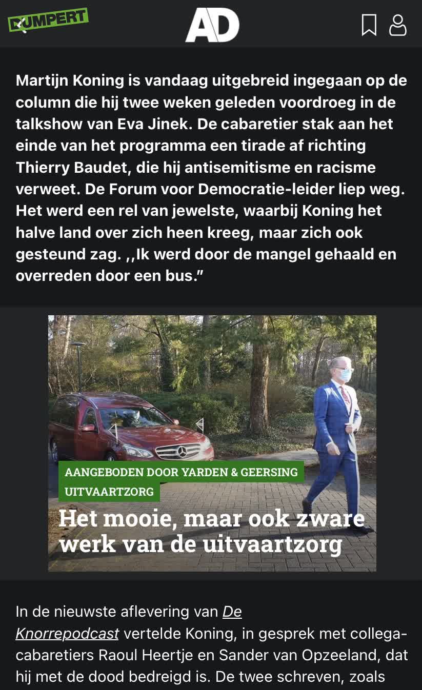 Advertentie bij tekst