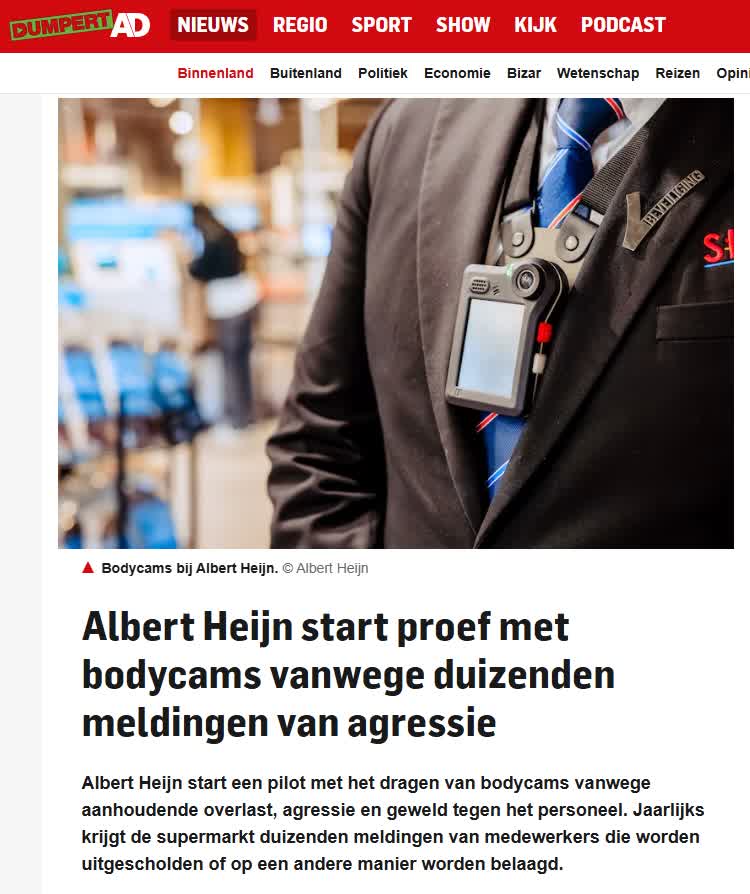 Bodycams bij de zelfscankassa's