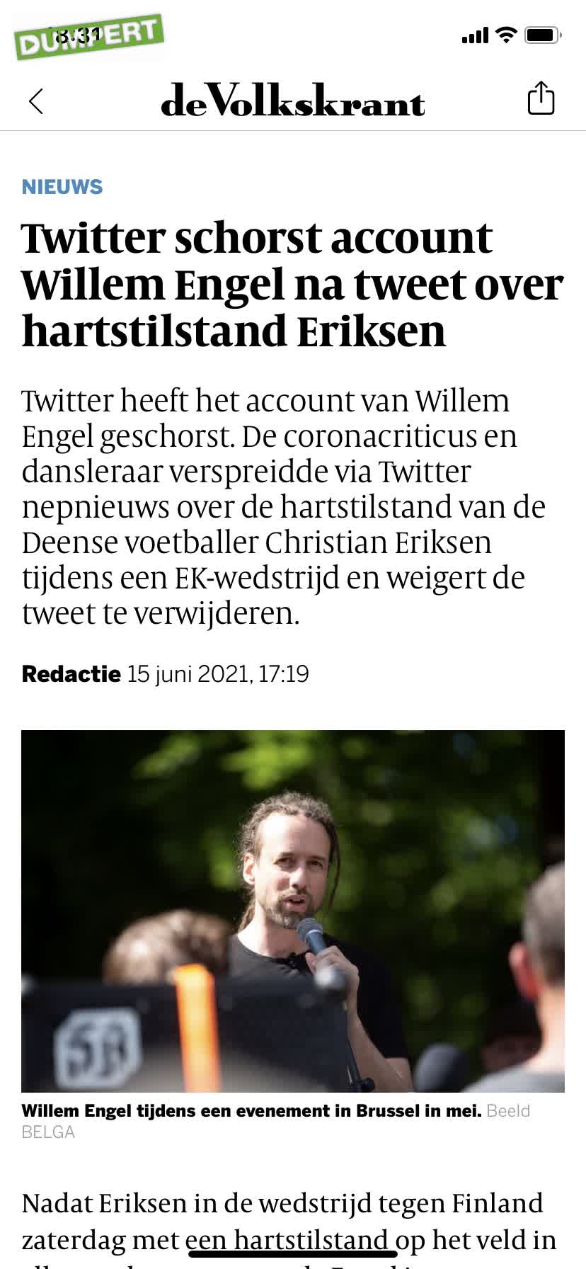 Willem mag niet meer Tweeten 