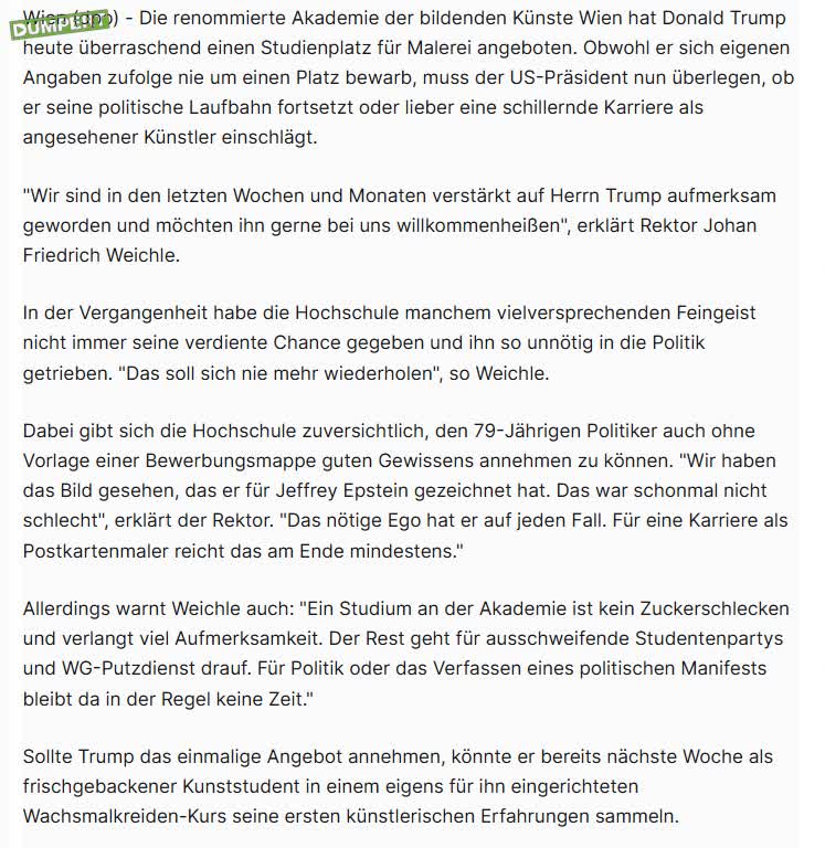 Weense kunstacademie biedt Trump lidmaatschap aan