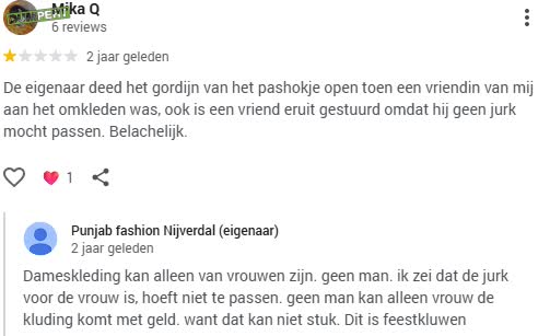 Eigenaar kledingwinkel blijkt viespeuk