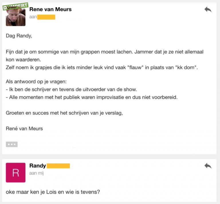 Rene Meurs met fanmail