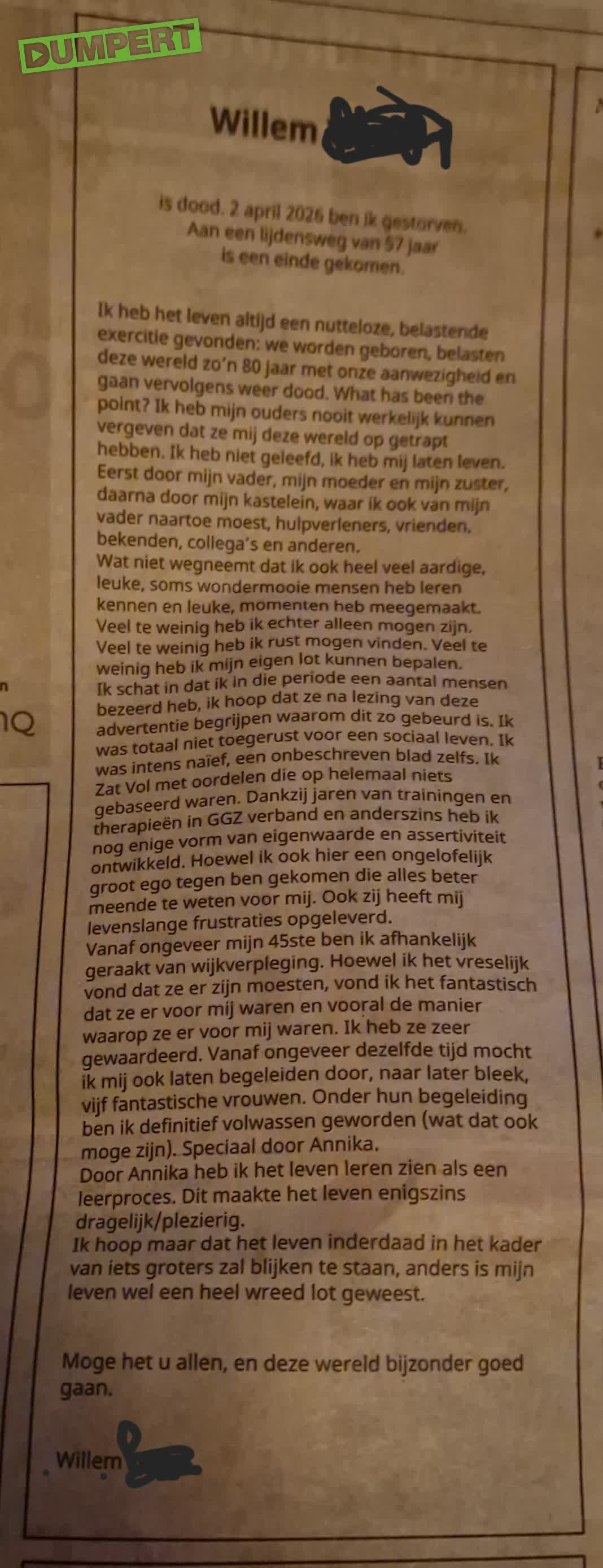 Willem's laatste woorden