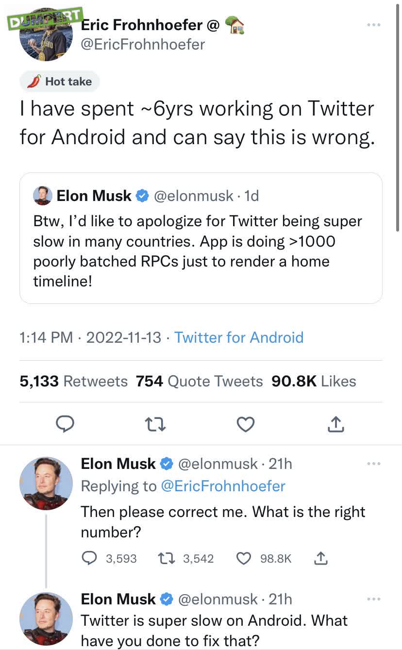 Elon Musk ontslaat Twitter-medewerker op Twitter