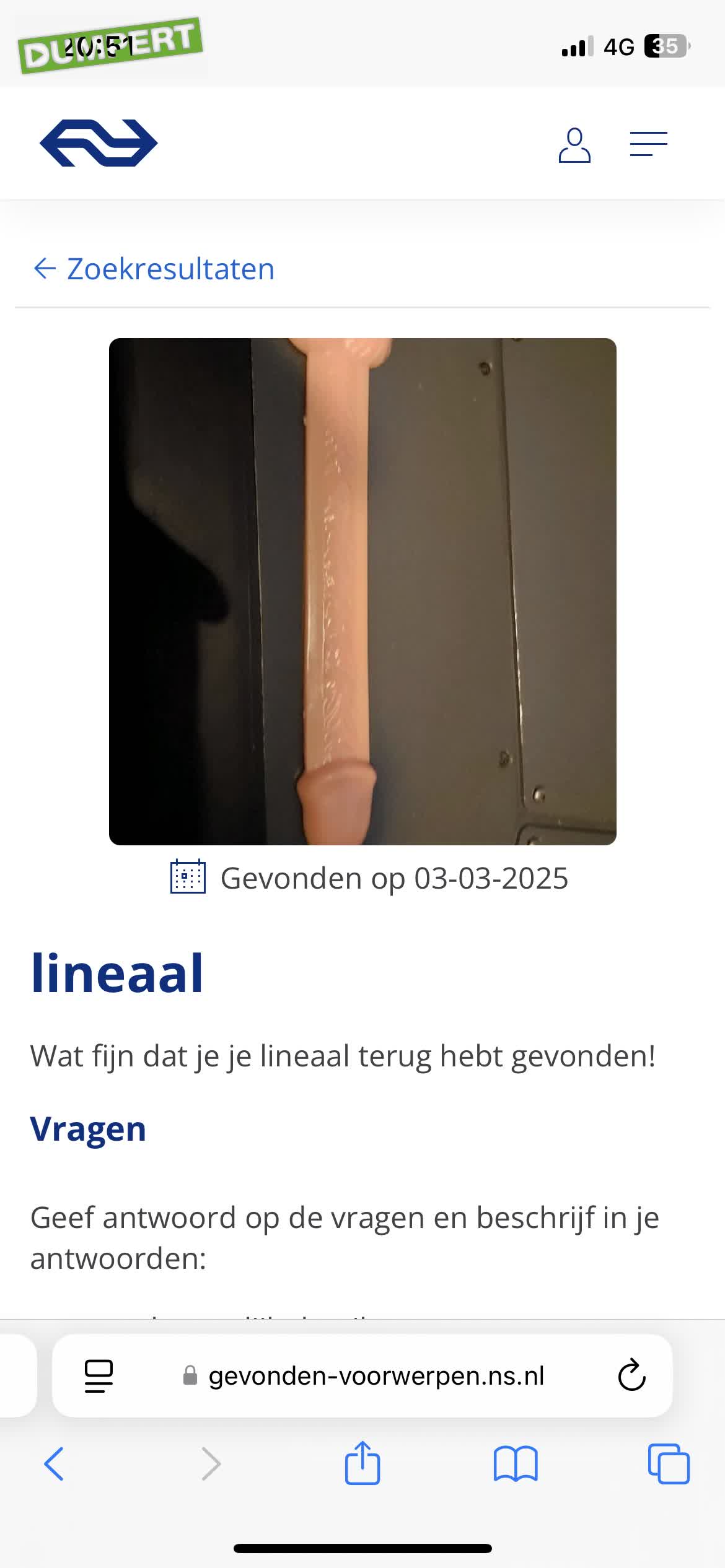 Iemand z’n liniaal laten liggen in de trein?