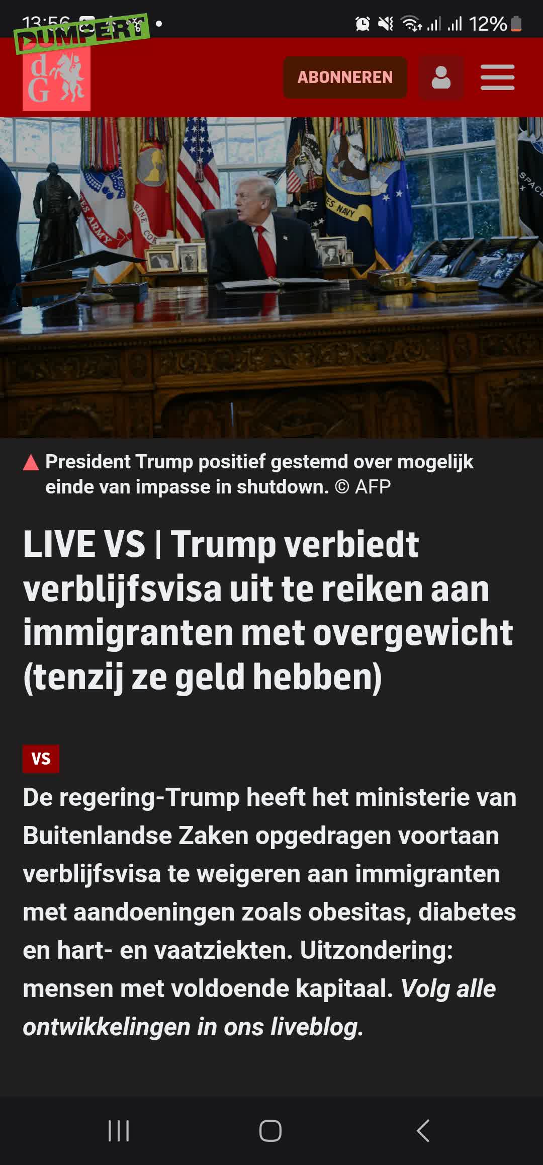 Trump: eigen obesitas eerst!