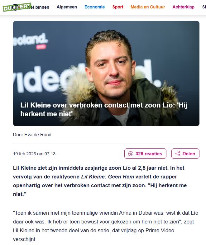 Lul Kleine mist zoontje dat hij al 2,5 jaar niet gezien heeft